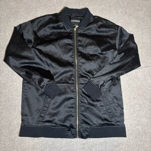 Express men’s Black Bomber Jacket Full Zip Minimal Streetwear